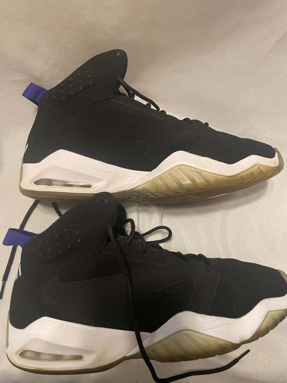 Jordan Men’s Black and Purple High-Top Sneakers